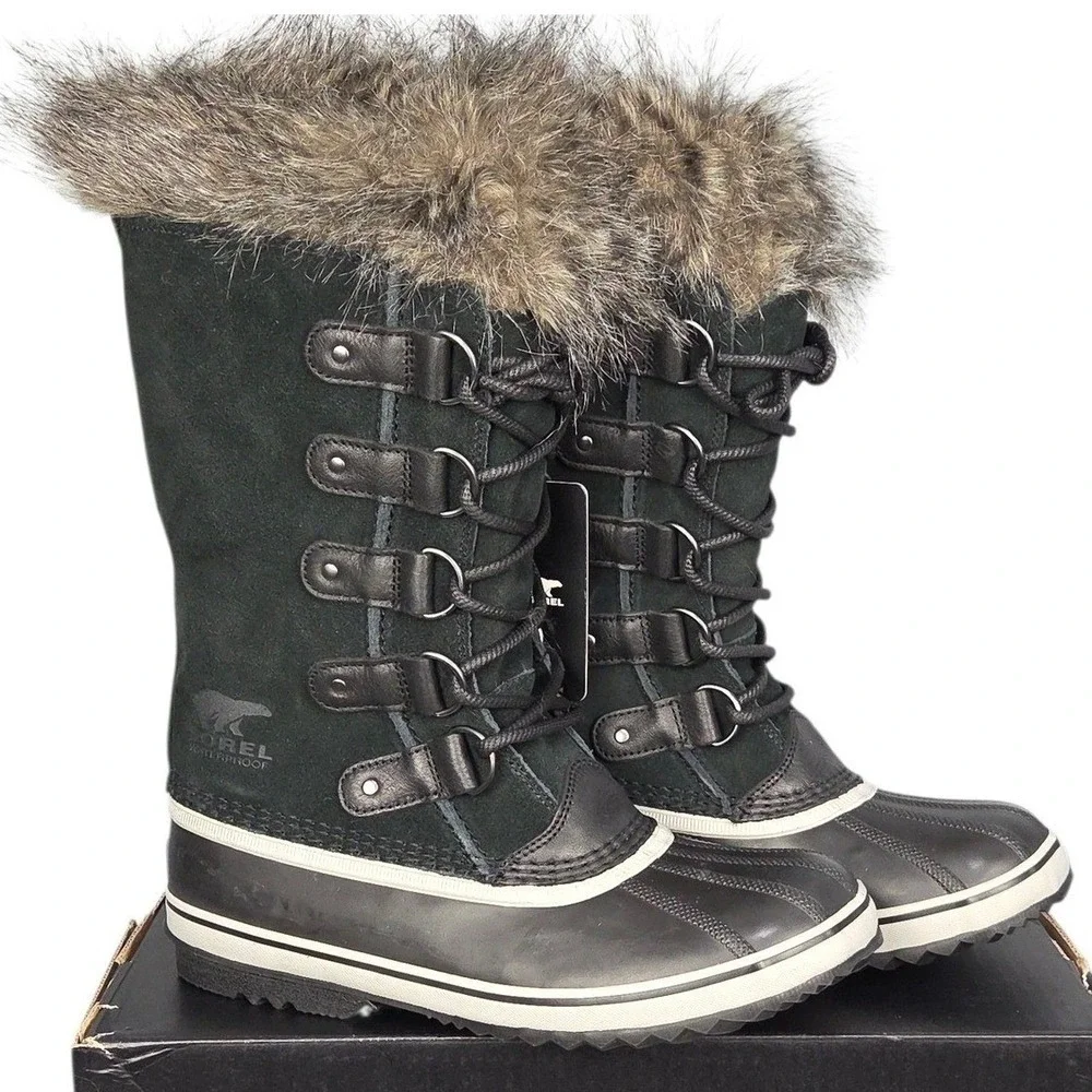 Sorel‎ Joan of Arctic Boots Womens 10 Black Waterproof Winter Snow Faux Fur NWT